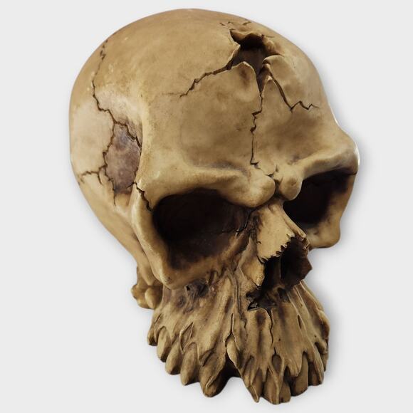 Cracked Skull Money Bank Statue Pirate Evil Sunken Eye Sockets VTG Y2K 1998 - Picture 1 of 8